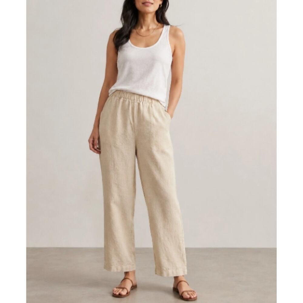 NEW! Quince 100% European Linen Straight Leg Pants M Flax Beige Women's